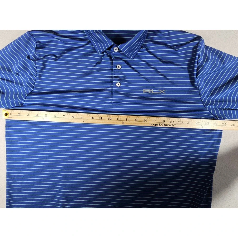 RLX Ralph Lauren‎ Mens Striped Golf Polo Shirt Blue Green XL Short Sleeve - Picture 6 of 11
